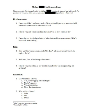 Illustration for article titled 24-Year-Old Finance Guy Asks All His Dates To Complete A Creepy Survey Afterward